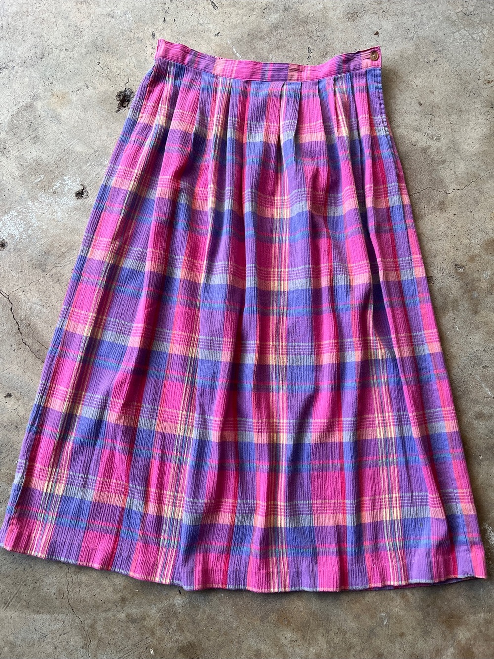 Karen Scott Pink and Purple Plaid Midi Skirt